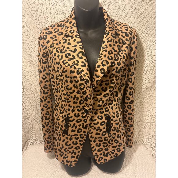 Leopard 80’s Style SHIZHI Fitted Blazer, SZ Large, - Picture 1 of 8